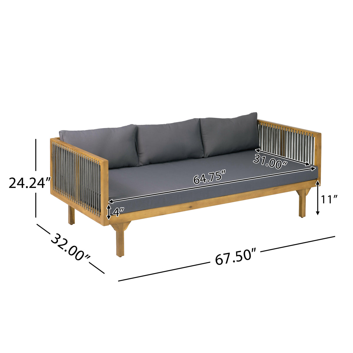 2-Piece Outdoor Patio Set with Rope Back and Water-Repellent Cushions - Dark Grey