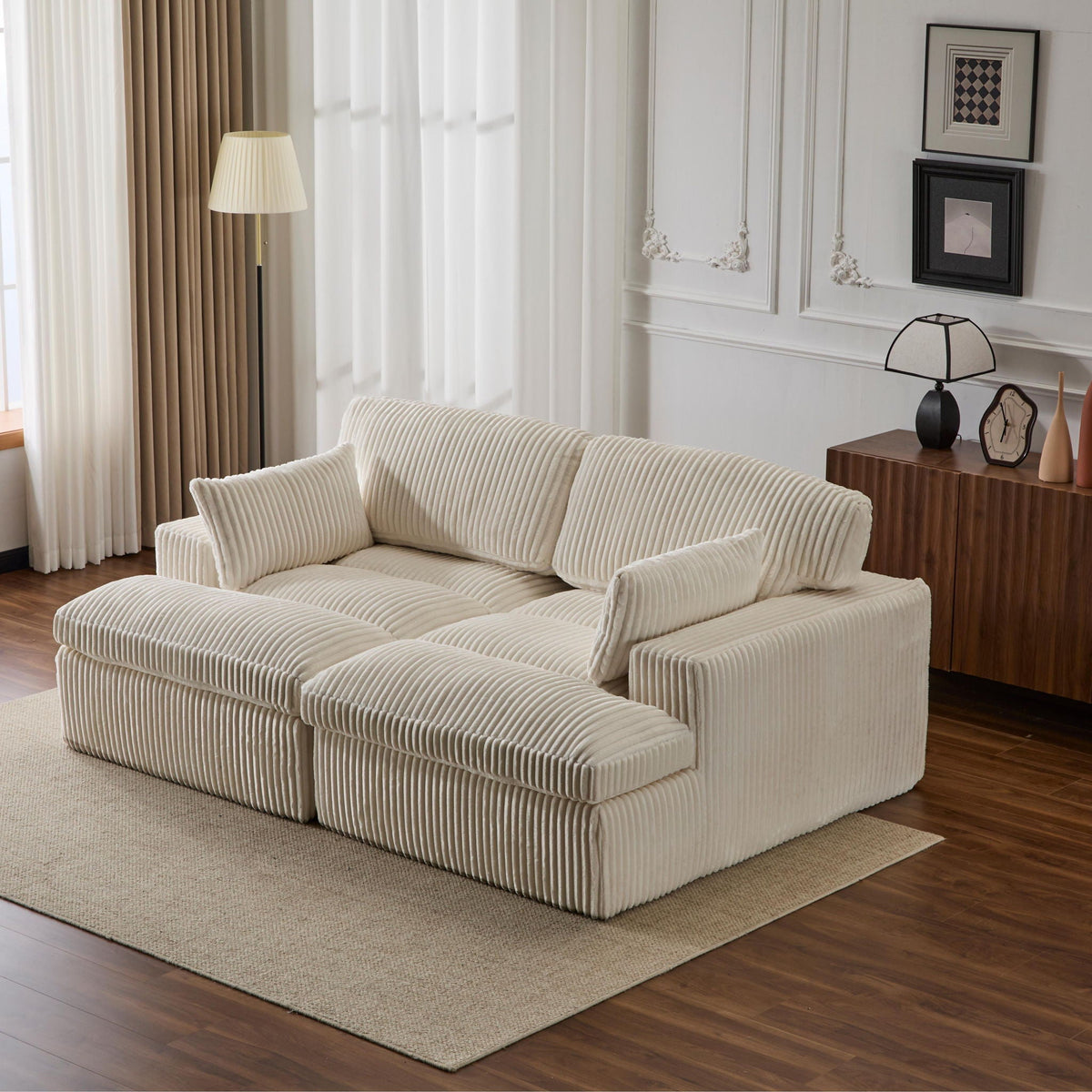 Double Chaise Lounge Chair, Oversized Upholstered Sleeper Cloud Couch