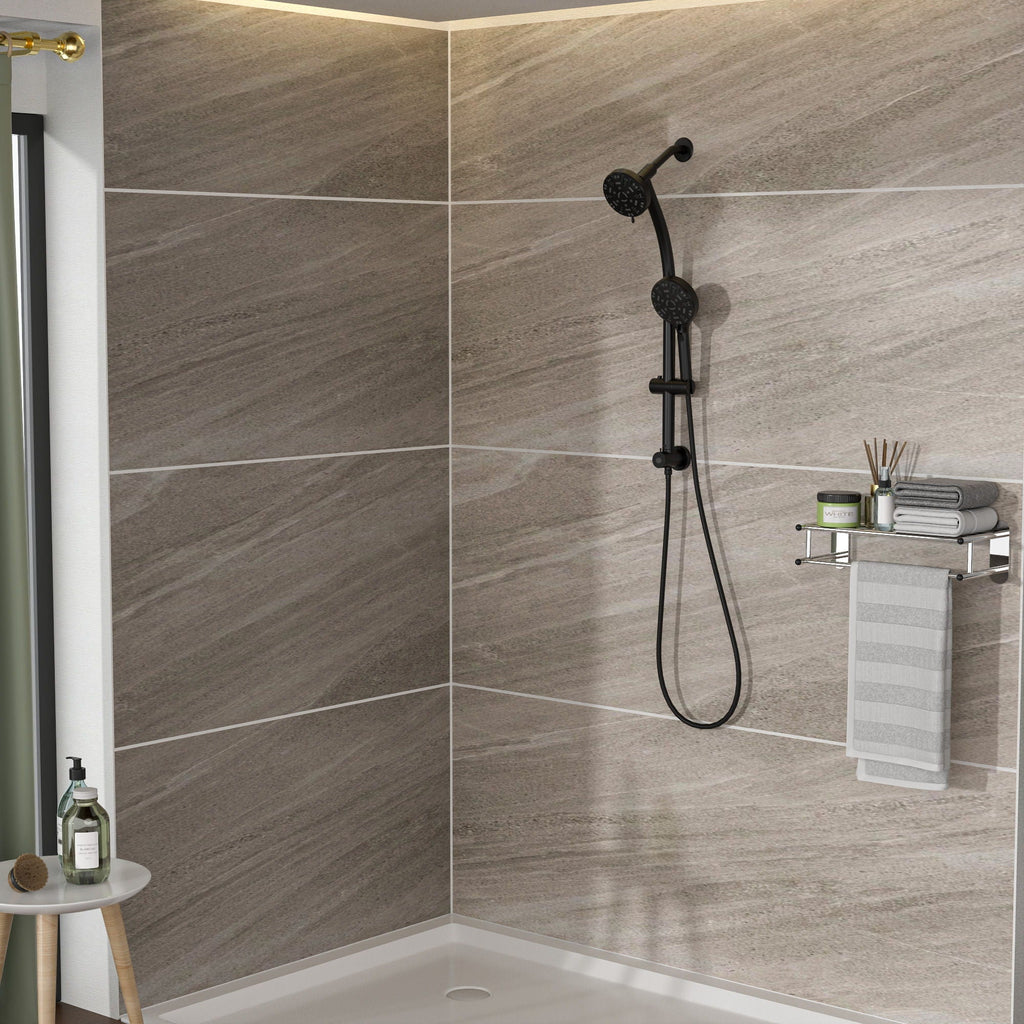 Multi Function Dual Shower Head System With 4.7" Rain Showerhead, 8 Function Hand Shower, Adjustable Slide Bar