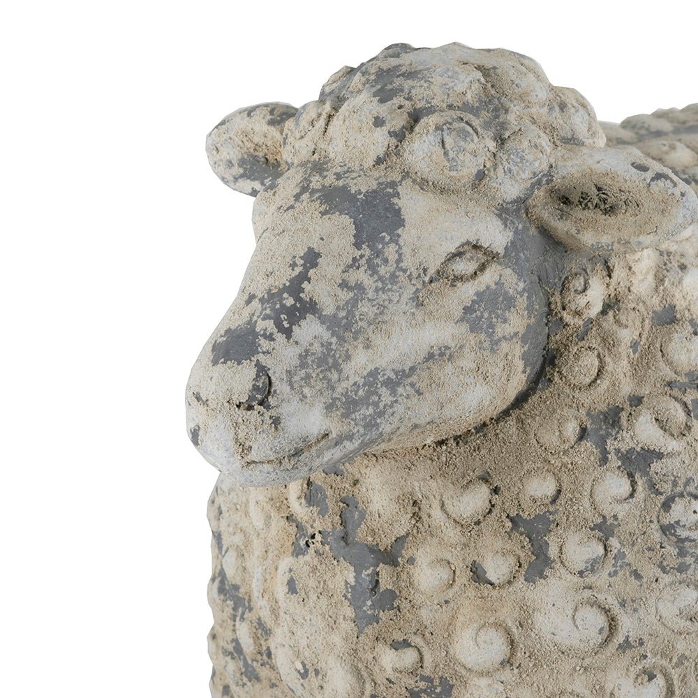 Magnesium Sheep Figurine with Weathered Finish - White & Gray