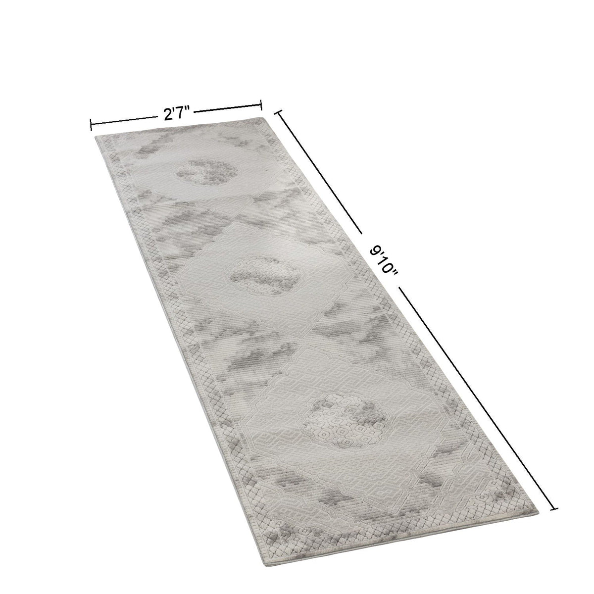 Medallion Area Rug with Geometric 3D Effect - Gray