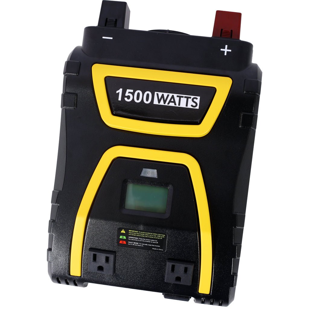 1500 Watt Power Inverter with LCD Display - Portable AC Power Solution - Black