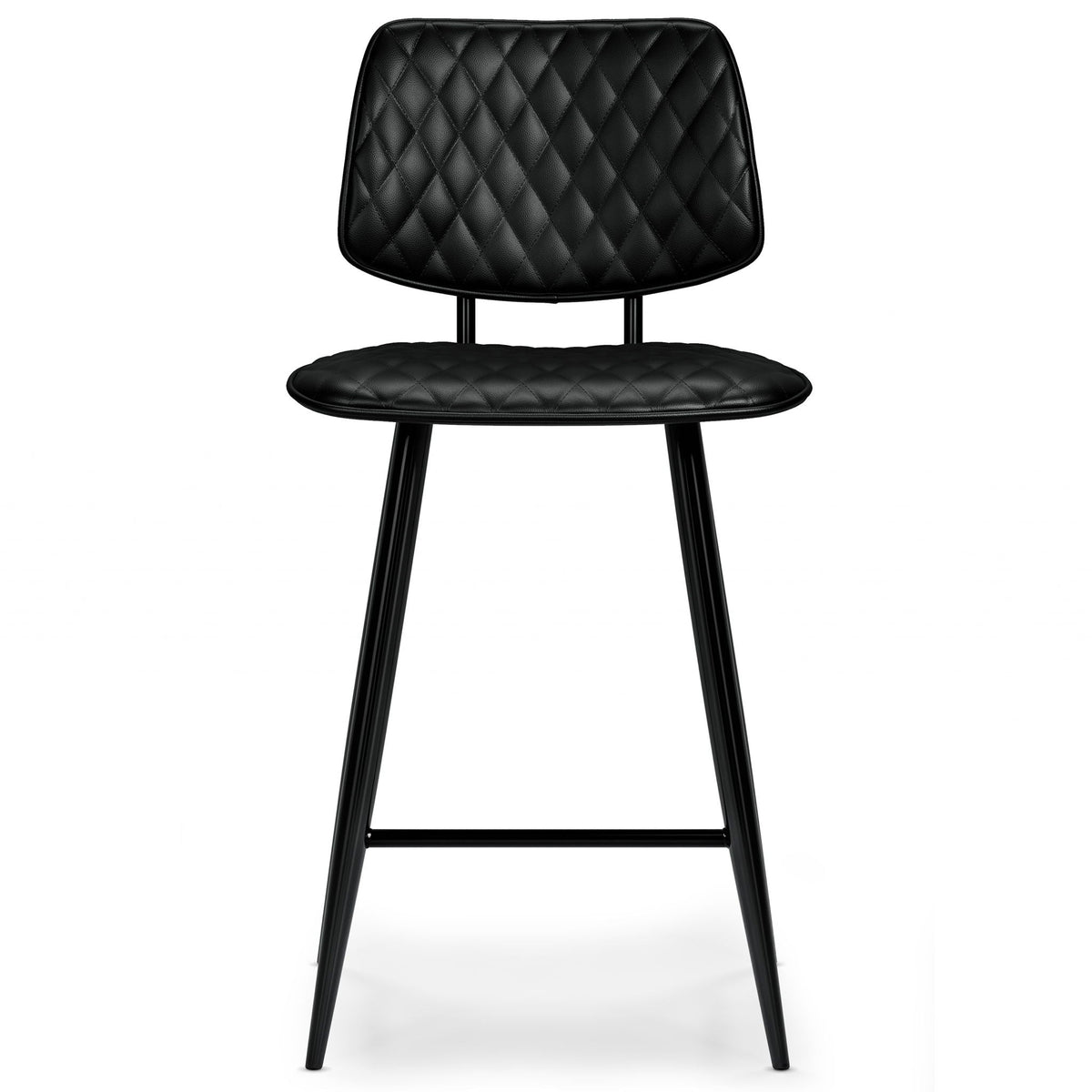 Upholstered Counter Height Stool Set with Quilted Seat – Black or Dark Gray