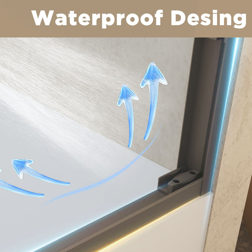 Double Sliding Shower Door with Explosion Proof Film - Black, Gray, or Dark Gray