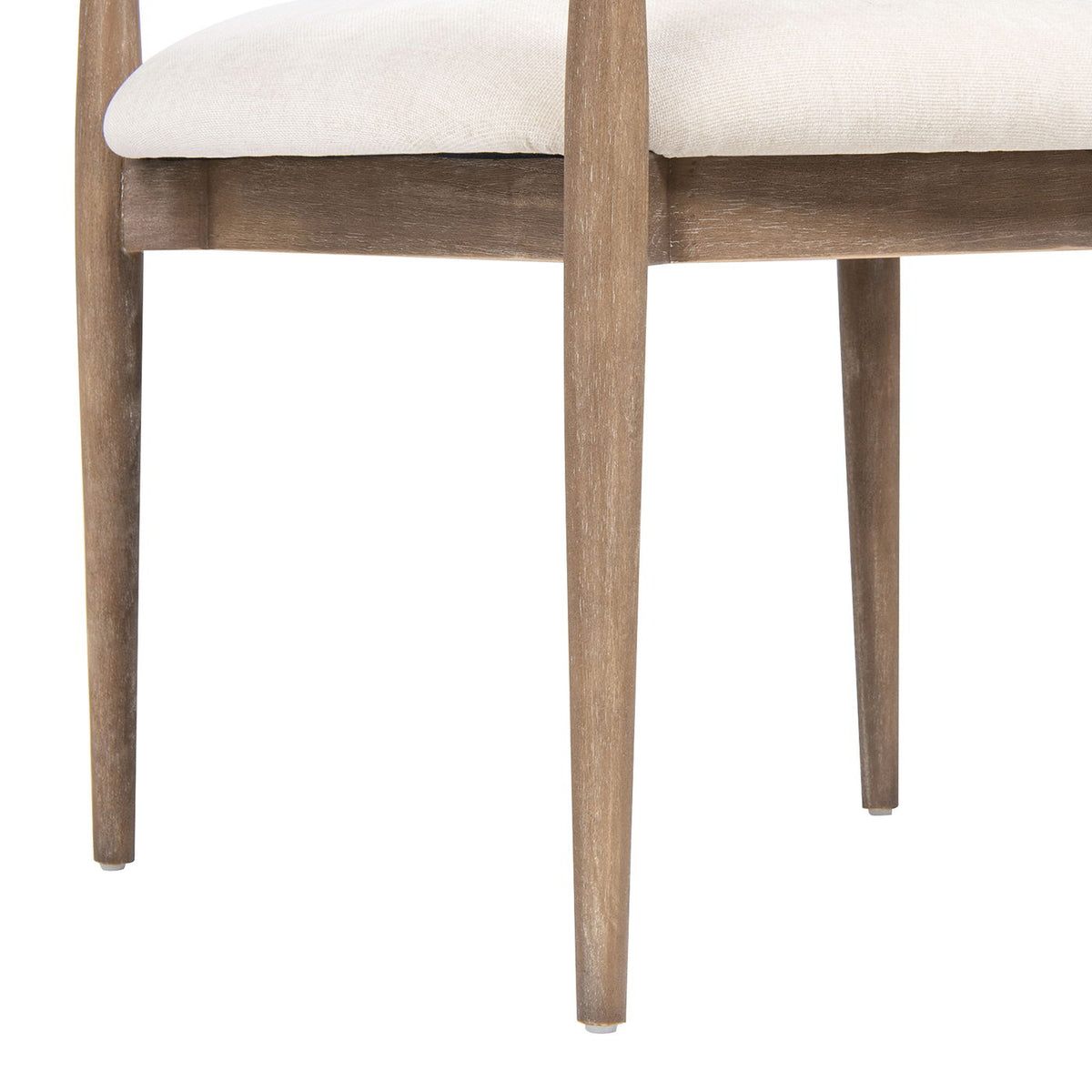Artemis Mixed Material Upholstered Dining Arm Chair with Brushed Nickel Arms - Warm White