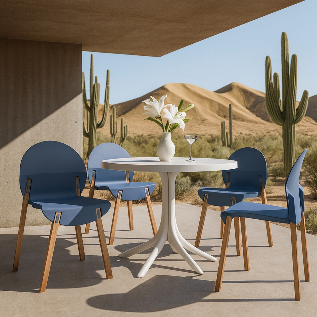 Traditional 4 Piece Outdoor Chair Set with Round Table - Multiple Colors