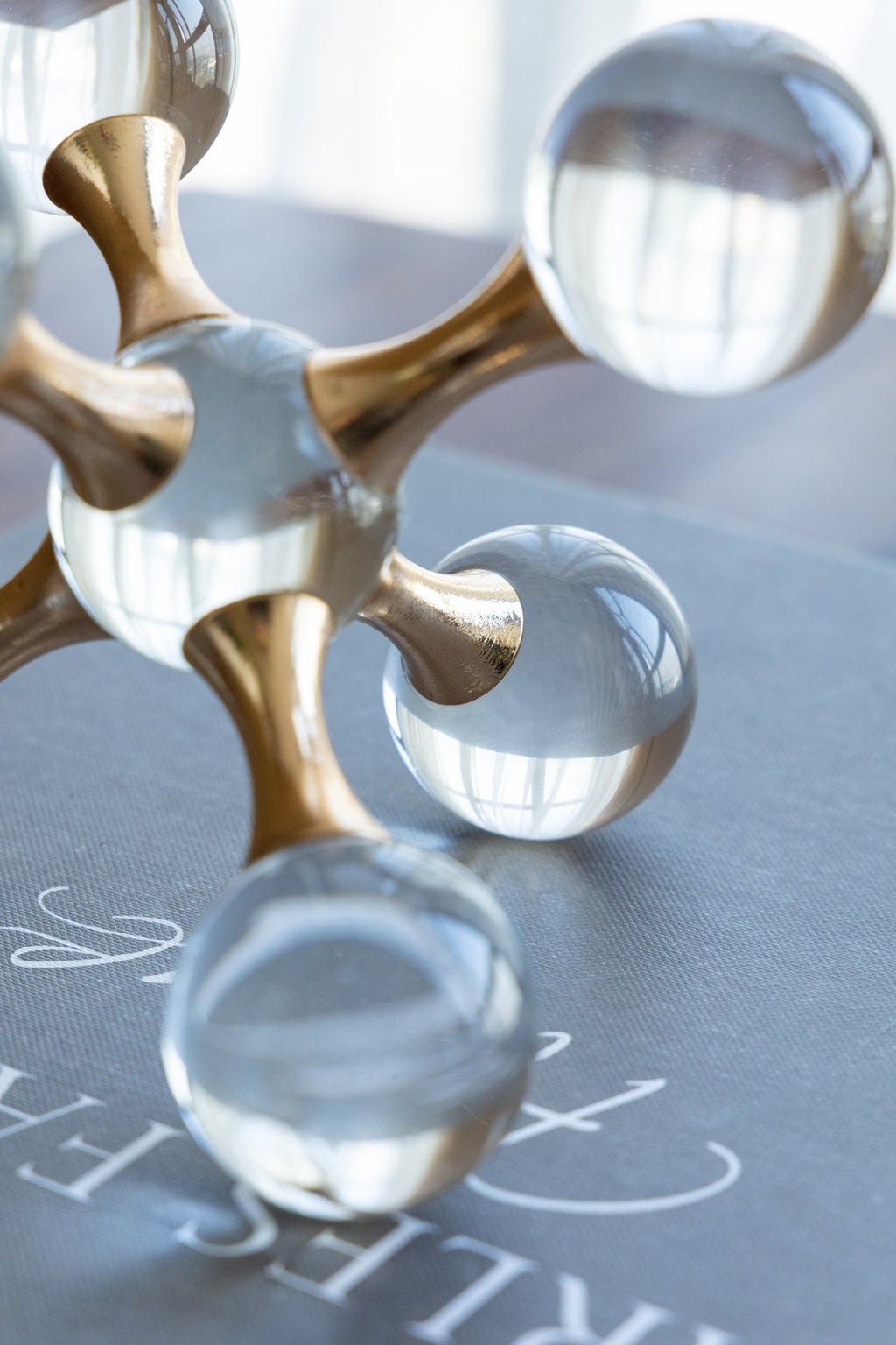 Clear and Gold Decorative Sculpture with Contemporary Design - Clear