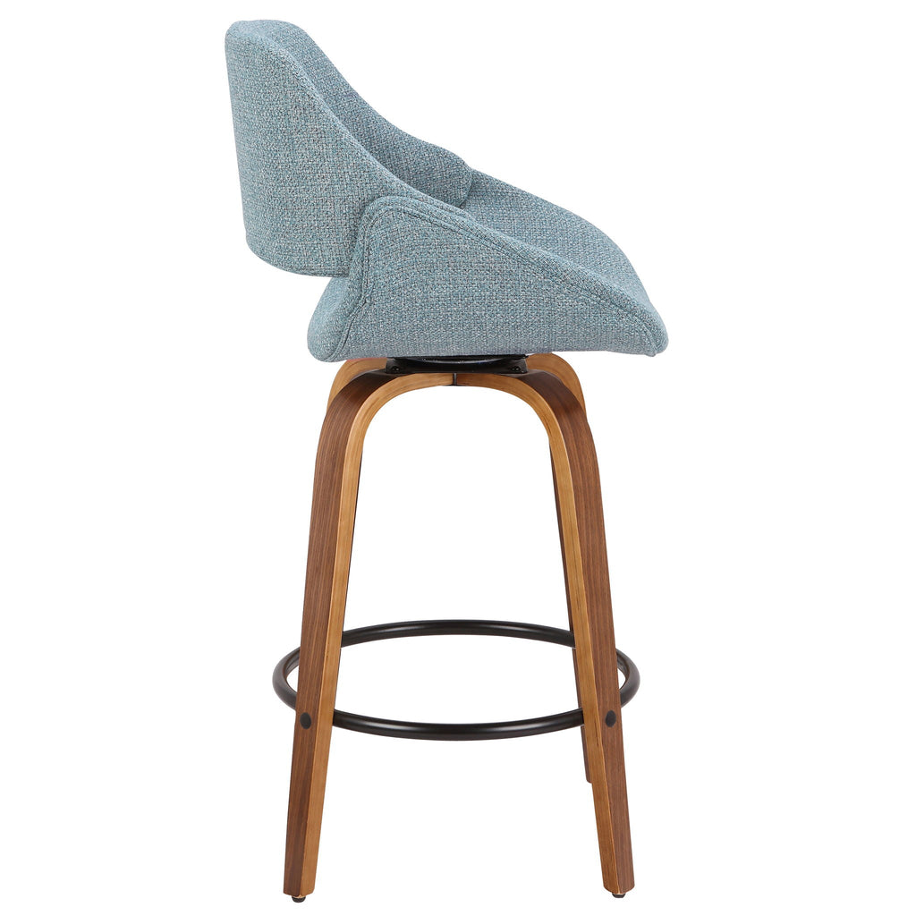 Fabrico Mid-Century Modern Fixed Height Counter Stool And Round Footrest (Set of 2)