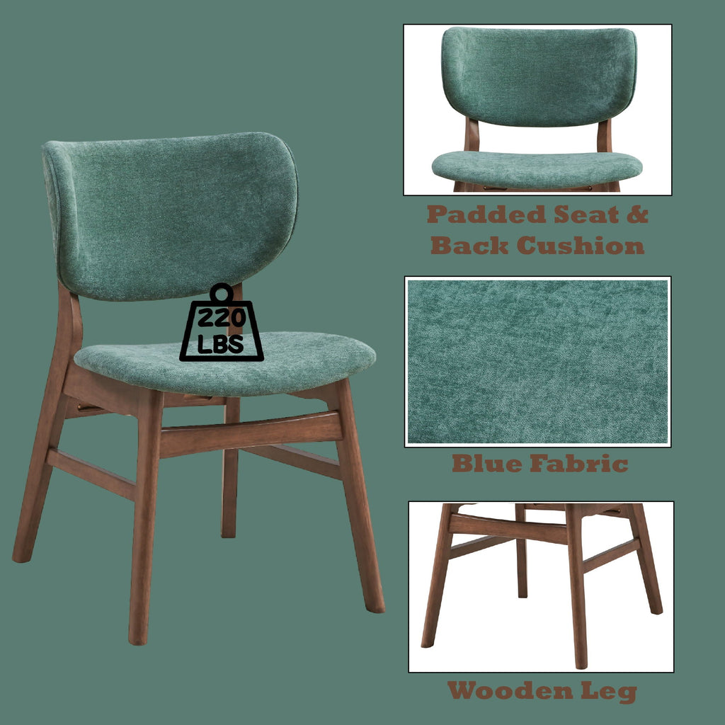 5 Piece Dining Room Set with Upholstered Chairs - Blue or Dark Green