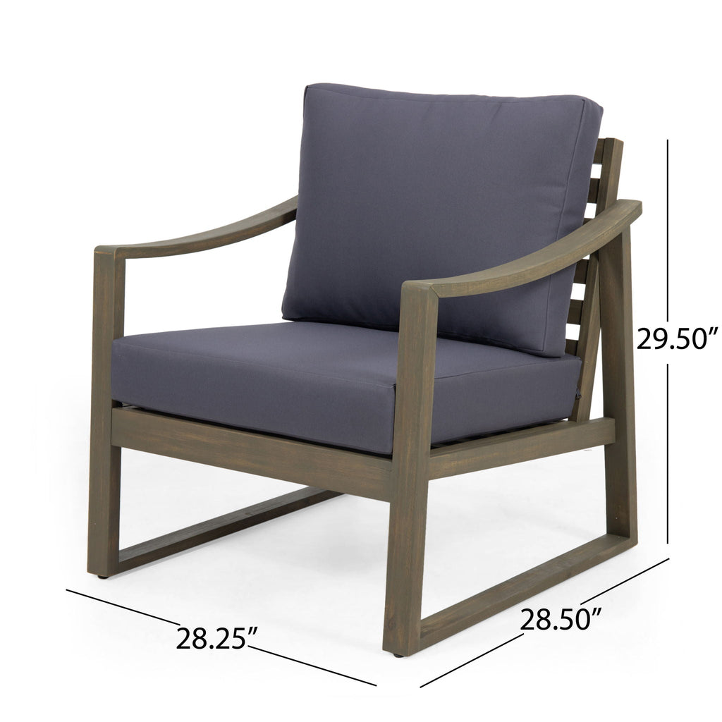 Samwell Outdoor Club Chair with Water-Resistant Cushions - Dark Gray