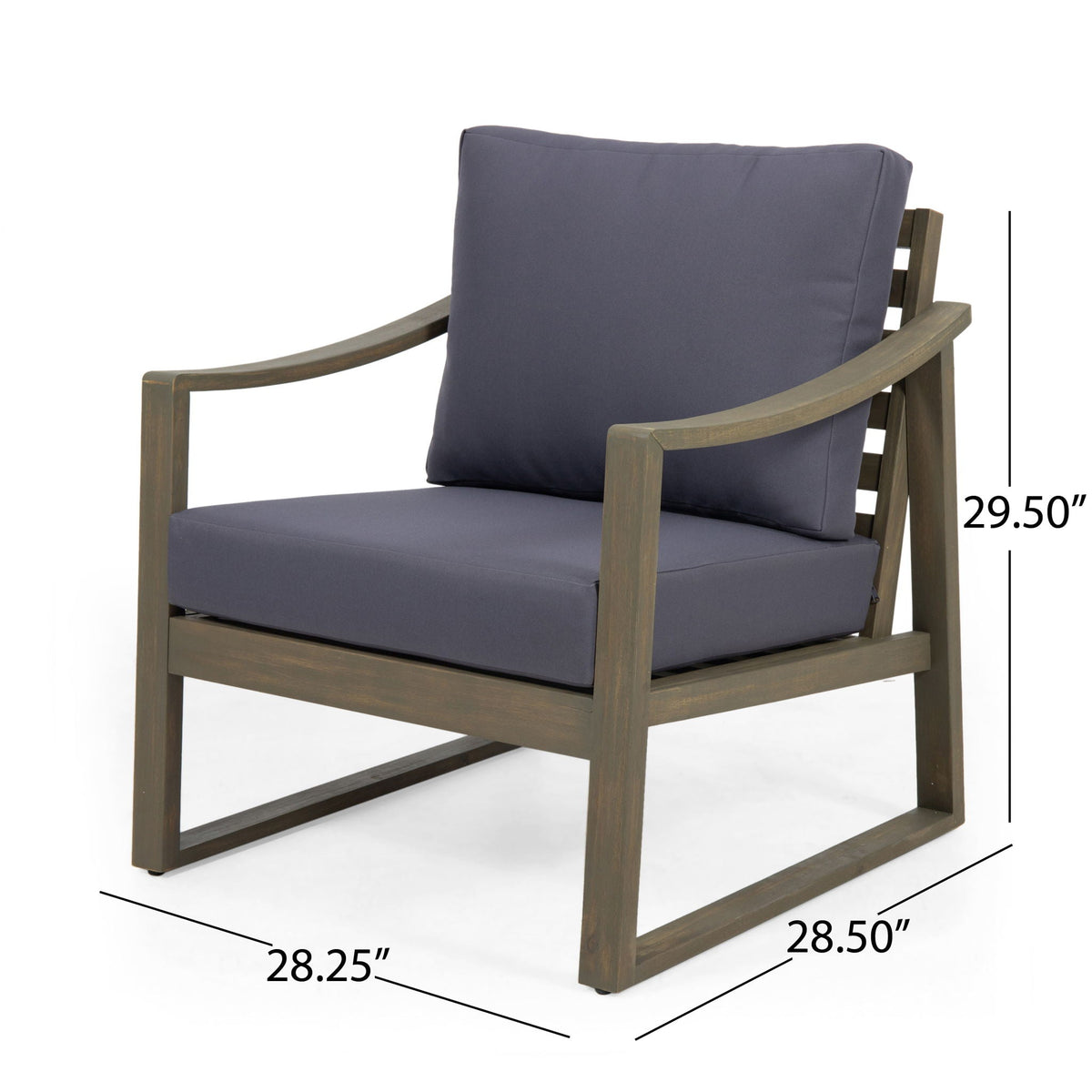 Samwell Outdoor Club Chair with Water-Resistant Cushions - Dark Gray