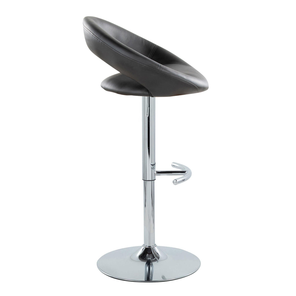 Contemporary Adjustable Barstool Set with Swivel and Rounded T Footrest - White or Black