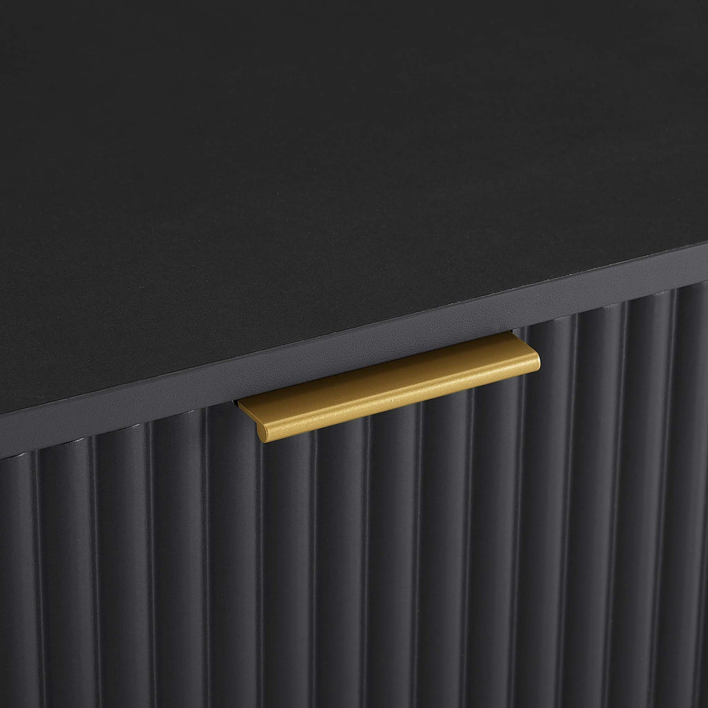 Modern Nightstand with Fluted Drawer and Metal Handles - Multiple Colors
