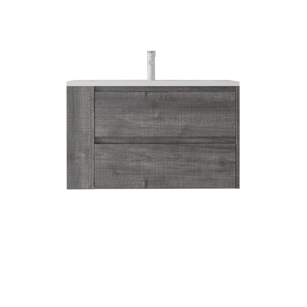 36 Inch Floating Bathroom Vanity with Ceramic Sink and Soft-Close Doors - Multiple Colors