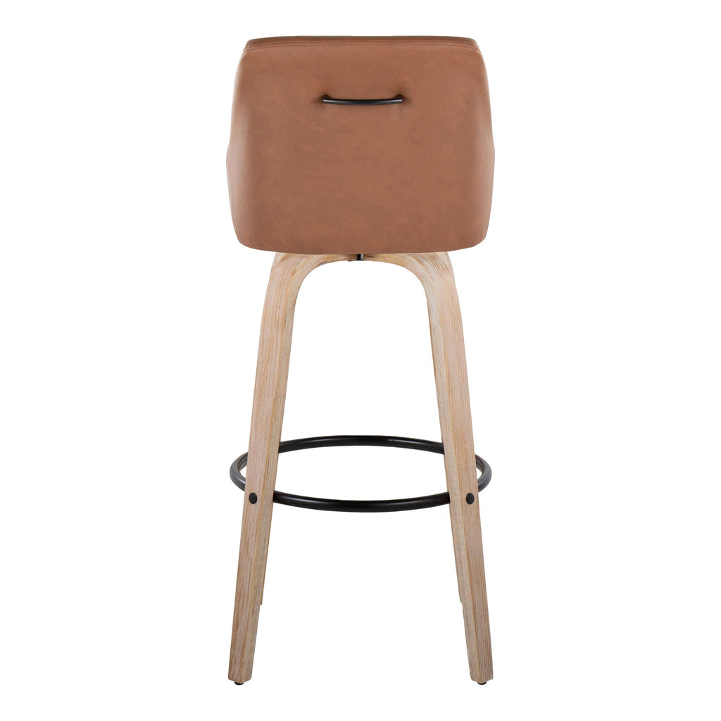 Transitional Fixed Height Barstool Set with Swivel and Round Footrest - Beige, Gray, Light Brown
