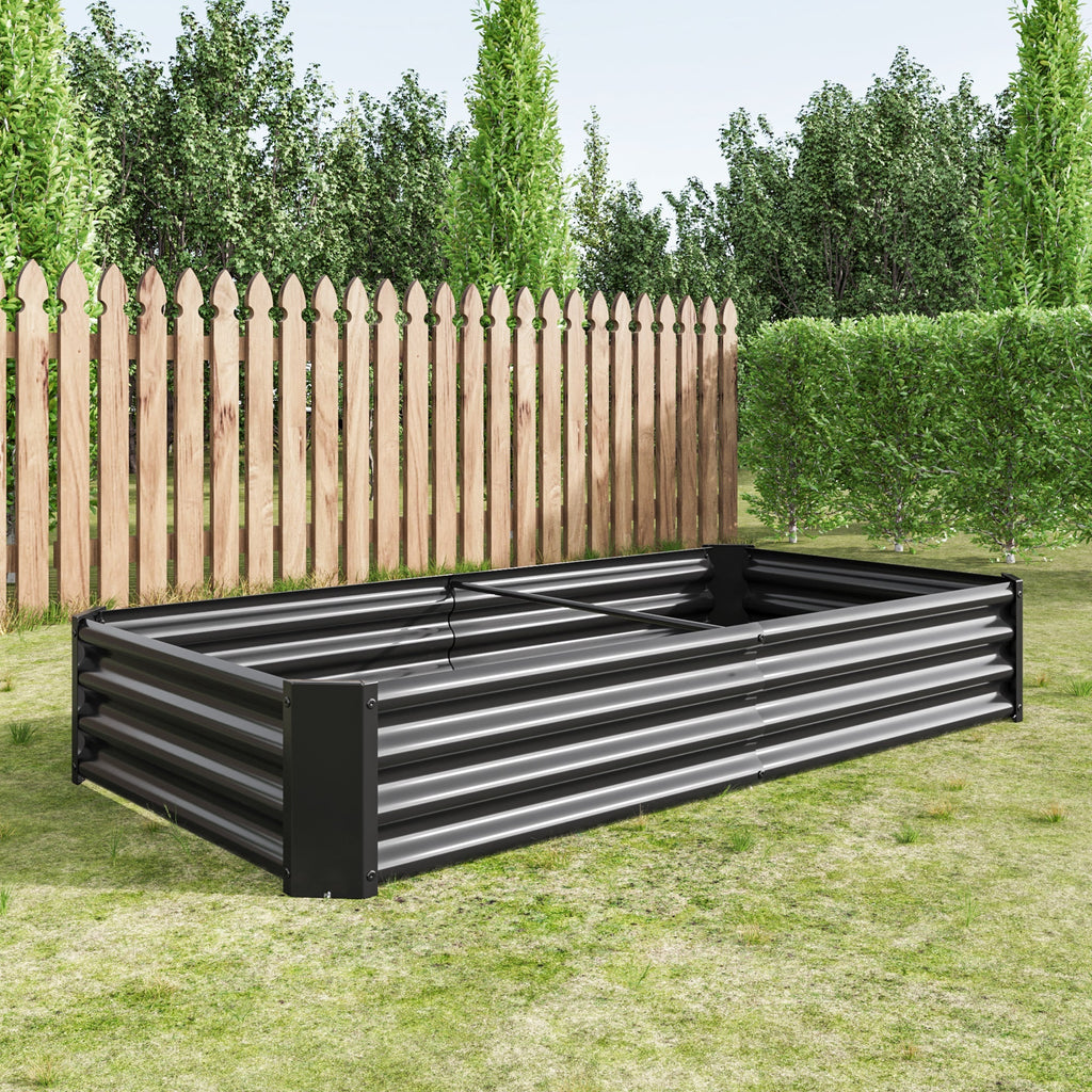 Metal Raised Garden Bed 6x3x1 Ft with Open Base - Silver