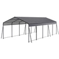 Heavy Duty Metal Carport with Galvanized Steel Roof - Gray