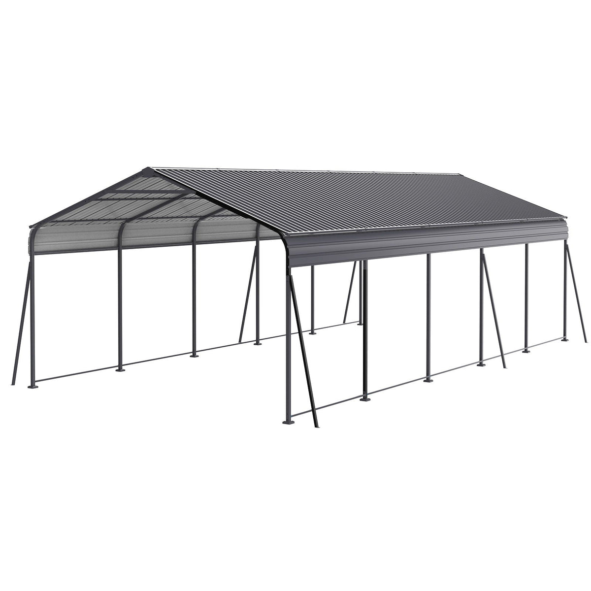 Heavy Duty Metal Carport with Galvanized Steel Roof - Gray