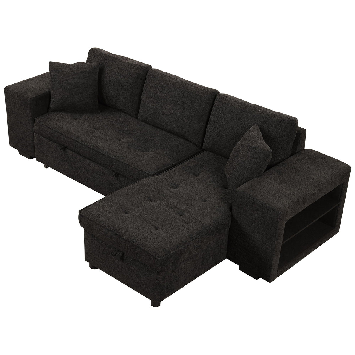 Reversible L-Shape Sleeper Sectional Sofa with Storage Chaise and 2 Stools - Multiple Colors
