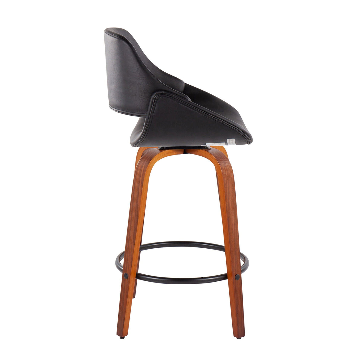 Fabrico Mid-Century Modern Fixed Height Counter Stool And Round Footrest (Set of 2)