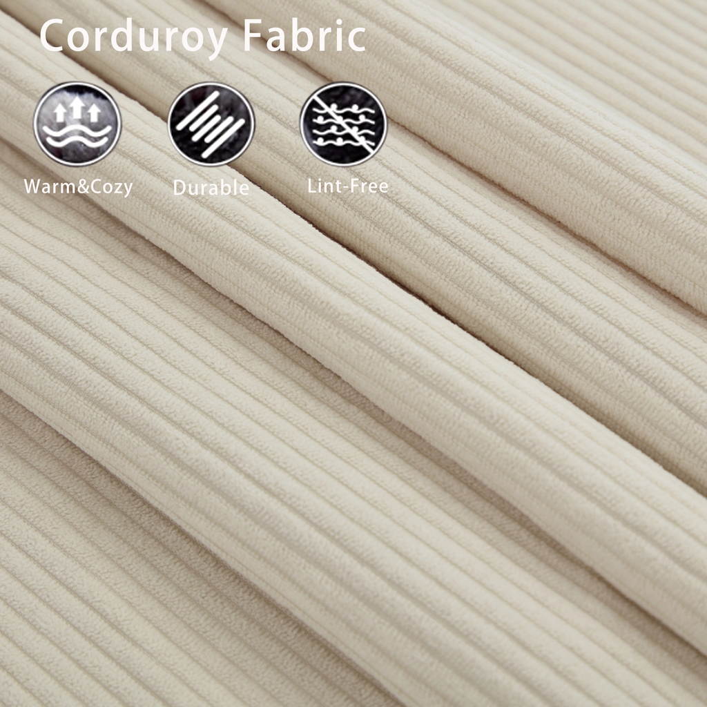 Modular Sofa 6-Piece Set with Neck & Waist Pillows - Beige Corduroy