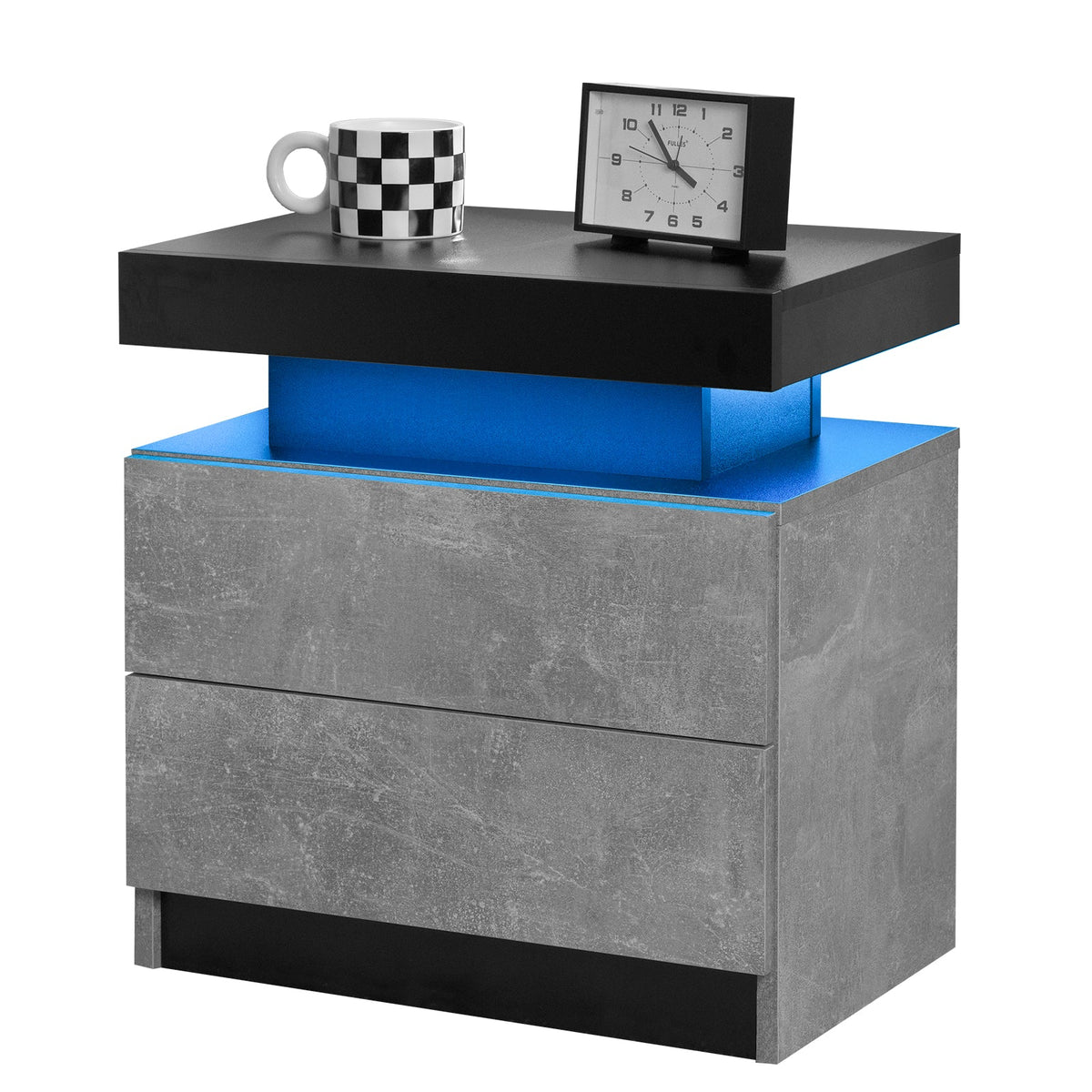 Modern LED Nightstand with Adjustable Lighting and 2 Drawers - Neutral Finish