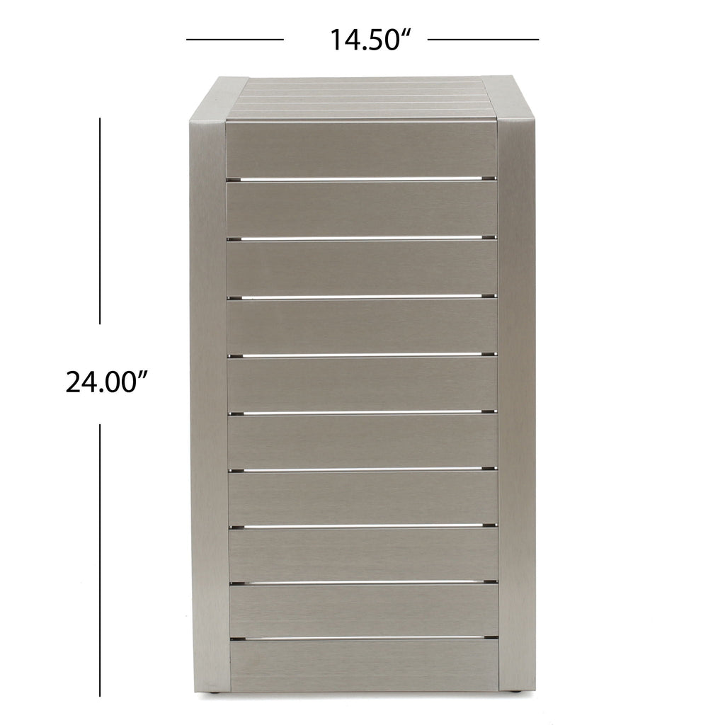 Aluminum Outdoor C-Shaped Side Table with Rust-Resistant Finish - Multiple Colors