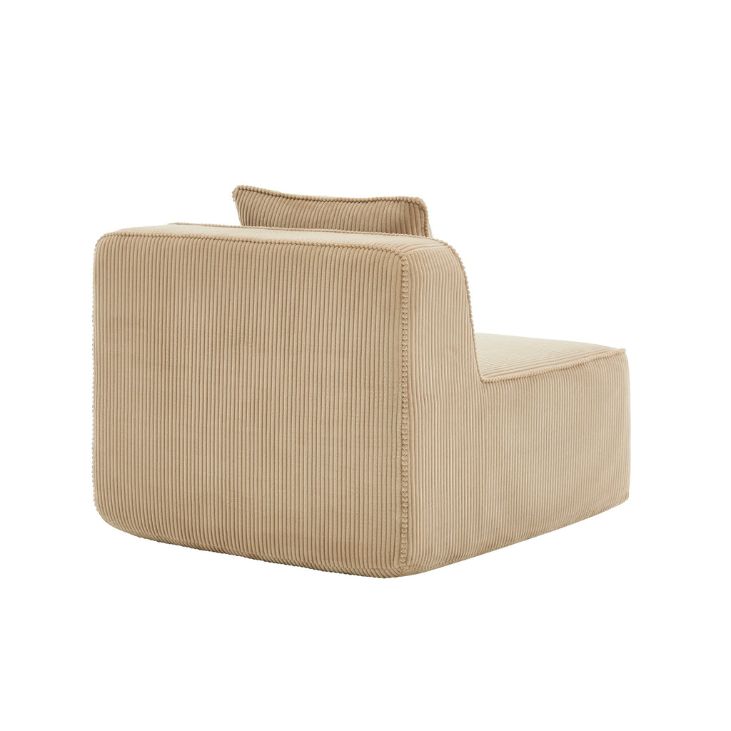 Armless Sofa With Pillow in Plush Corduroy - Camel