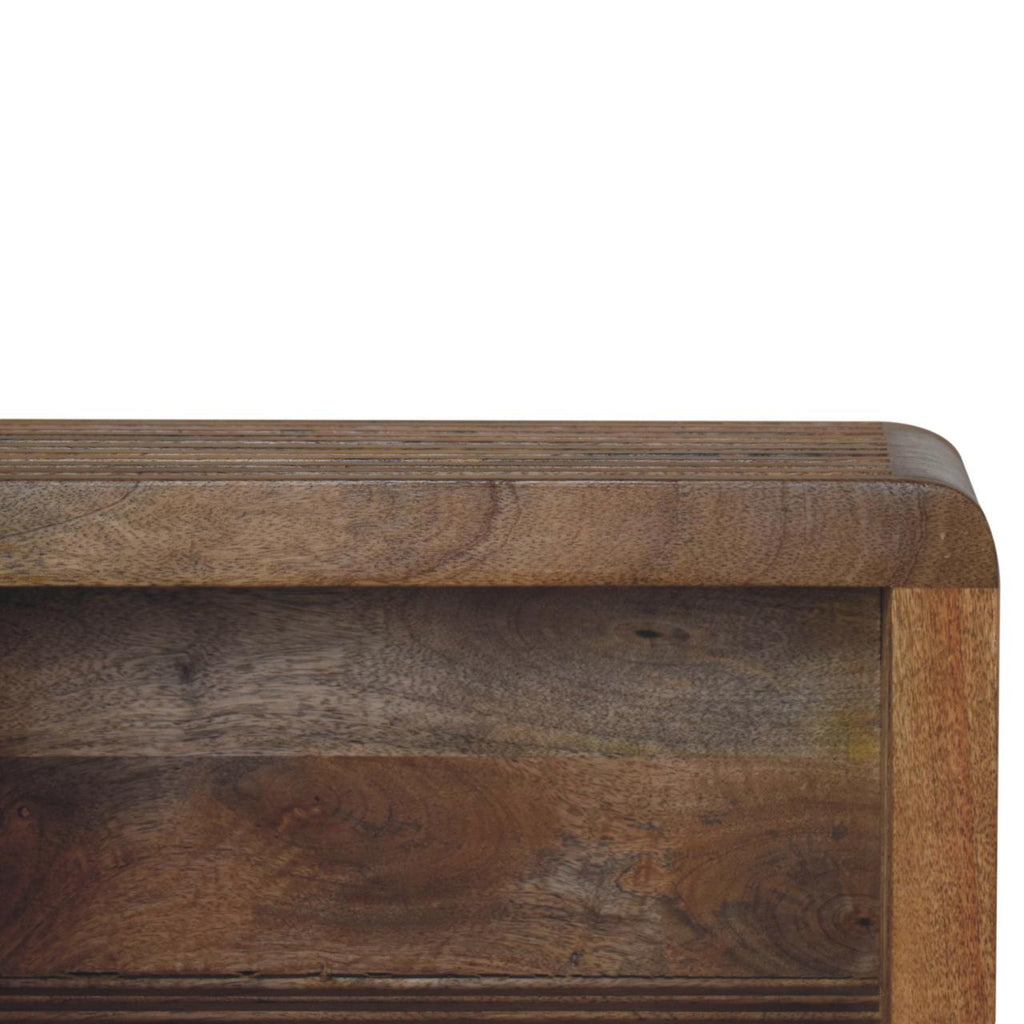Soba Wall-Mounted Bedside Nightstand with Open Storage - Natural Mango Wood