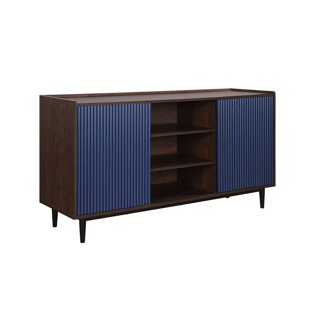 Fluted Sideboard with Adjustable Storage - Black or Blue