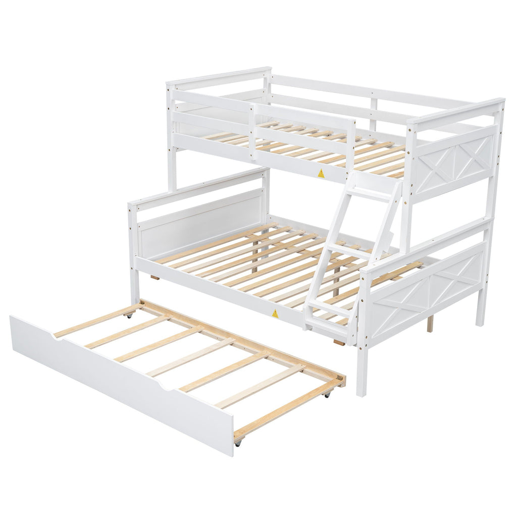 Twin Over Full Bunk Bed with Ladder and Storage Options - White or Dark Gray
