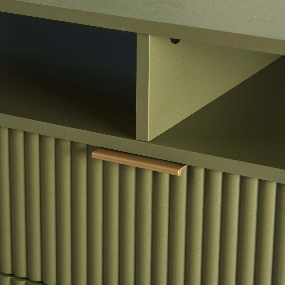 Fluted TV Stand with Storage and Metal Legs - Multiple Colors