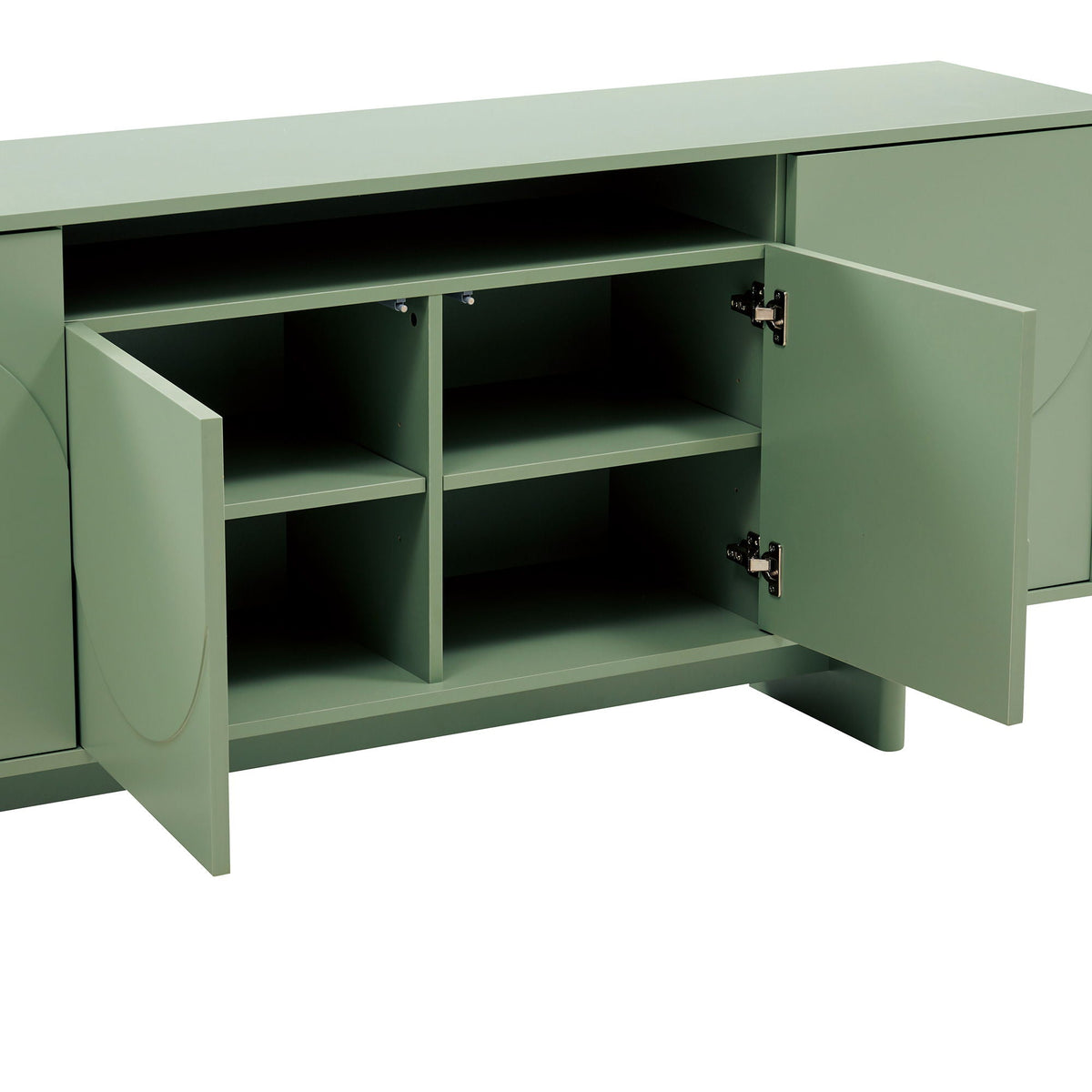 Sideboard With Adjustable Shelves and Soft Close Doors - White, Light Brown, Green