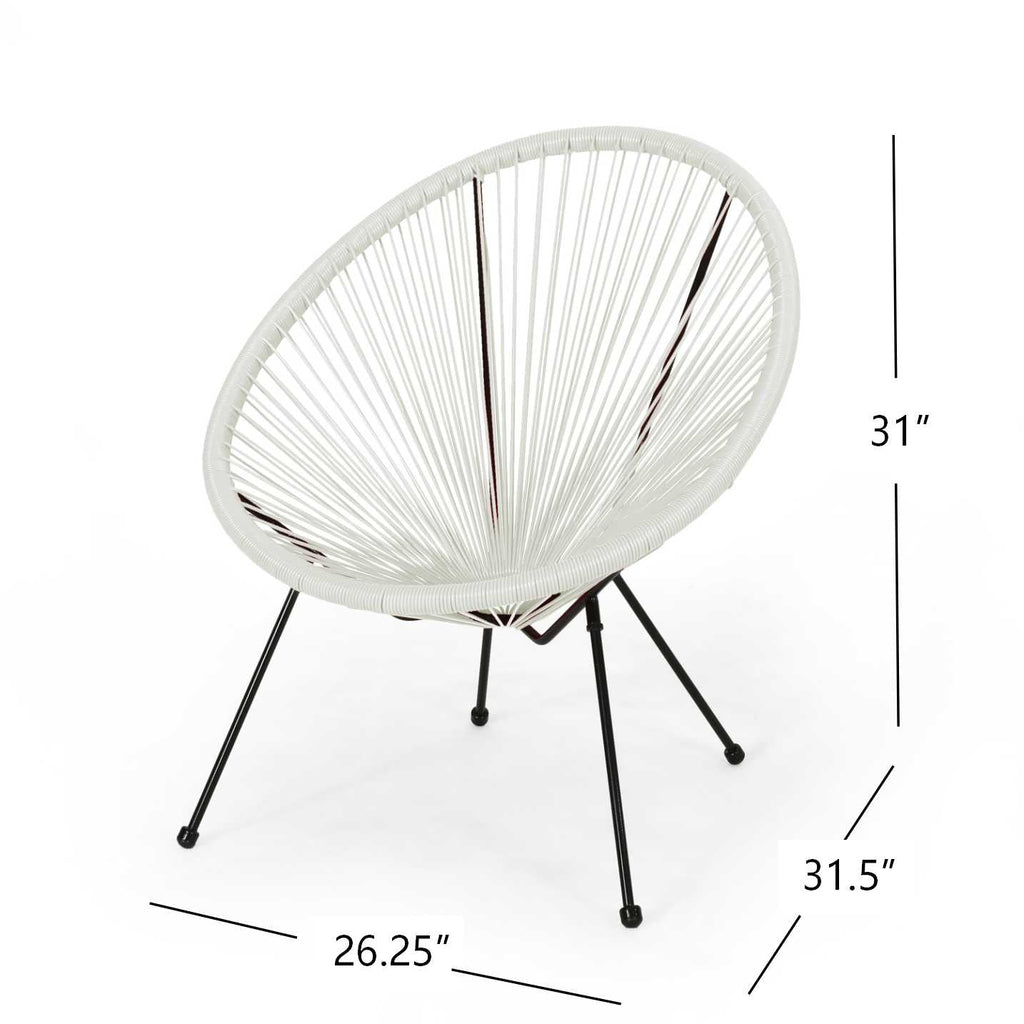 Anson Chair Set of 2 Patio Seating with Steel Frame and PE Rattan - White