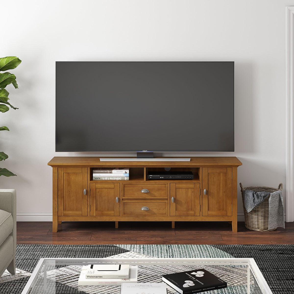 Handcrafted TV Media Stand with Adjustable Shelves - Multiple Colors