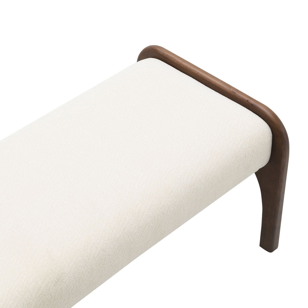 Modern Upholstered Long Bench with Plush Cushion - Beige or Dark Green