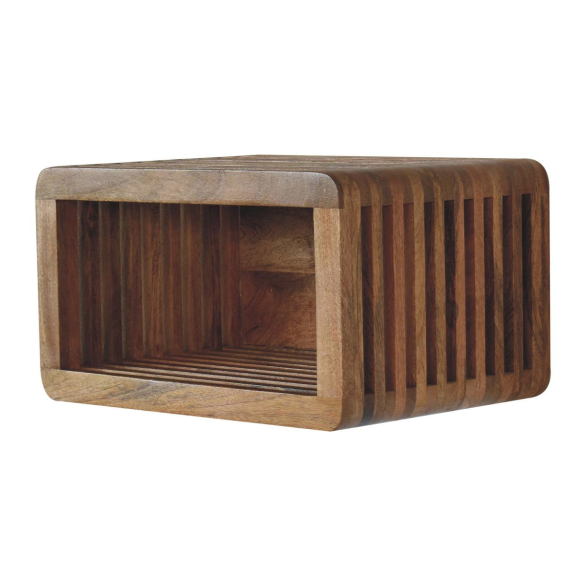 Soba Wall-Mounted Bedside Nightstand with Open Storage - Natural Mango Wood