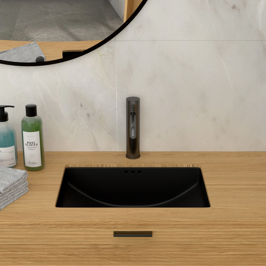 Modern Ceramic Undermount Bathroom Sink with Overflow - White or Black