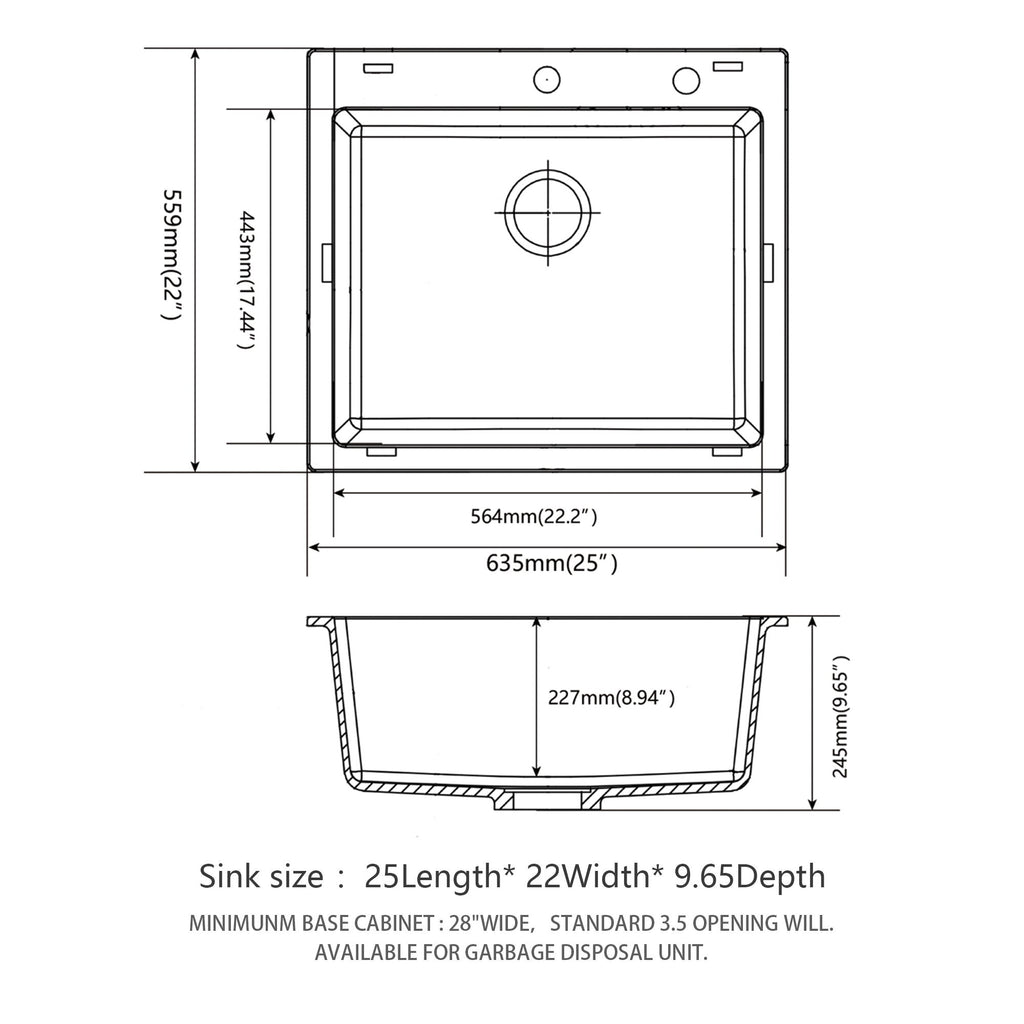 Quartz Kitchen Sink with Durable Design - Black or White
