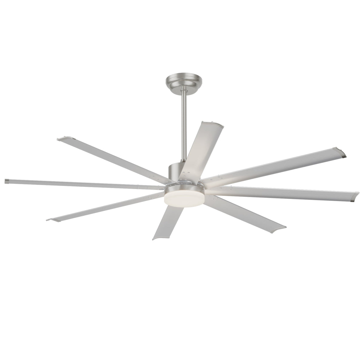72 Inch Industrial Ceiling Fan with Light and Remote Control - Aluminum