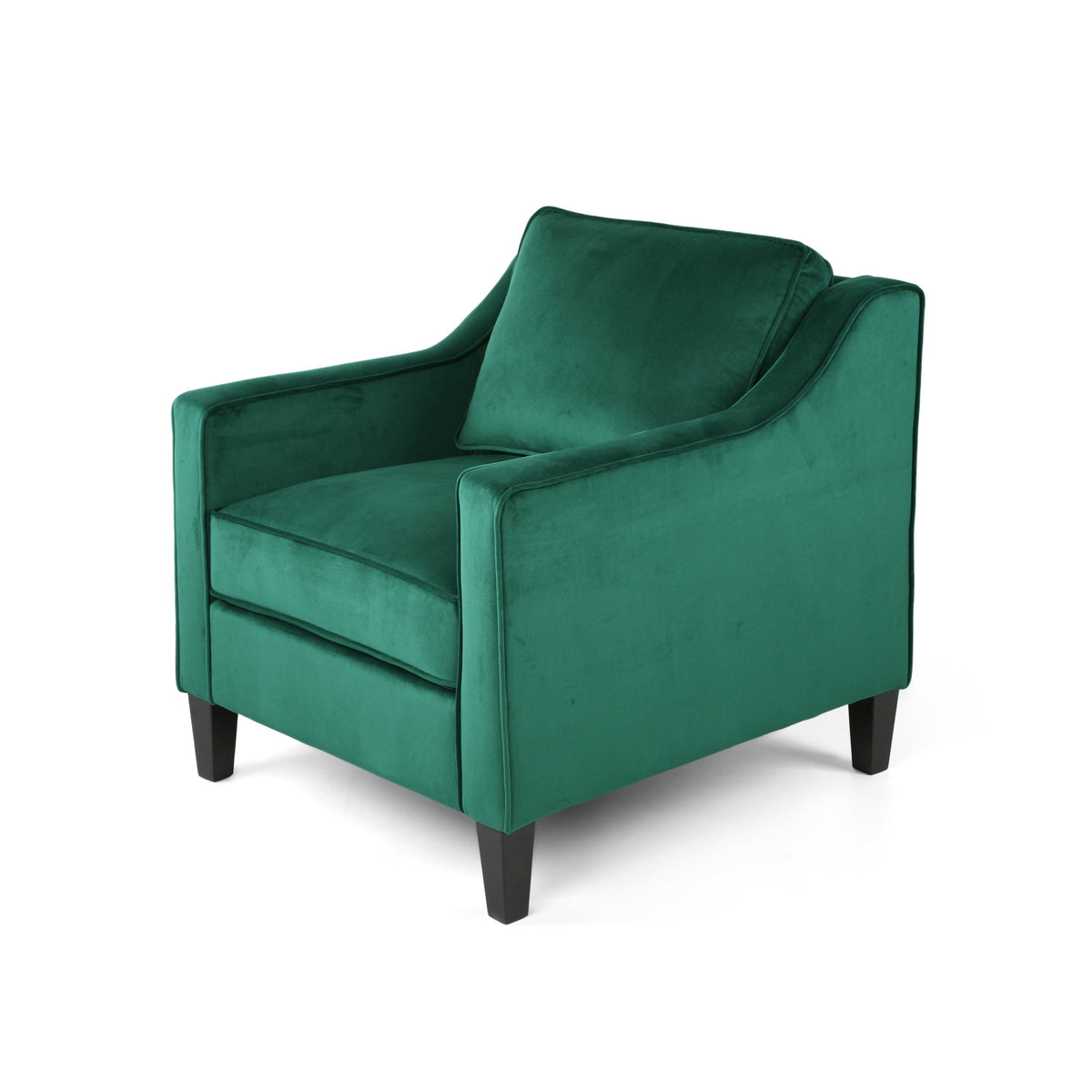 Green Velvet Upholstered Club Chair with Upholstered Velvet - Green