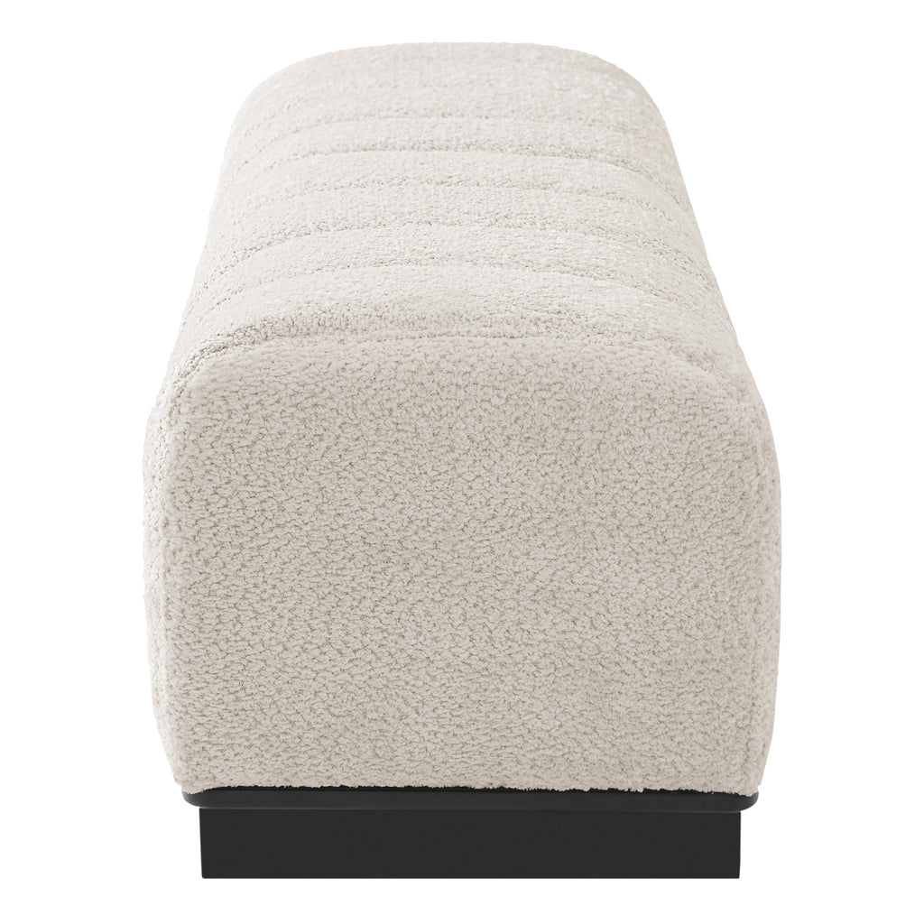Indoor Dining Bench with Faux Fur Upholstery - Beige