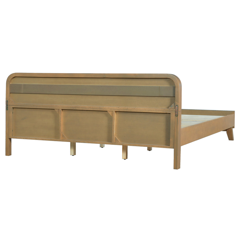 Pine Solid Wood Queen Size Bed in Rustic Yellow