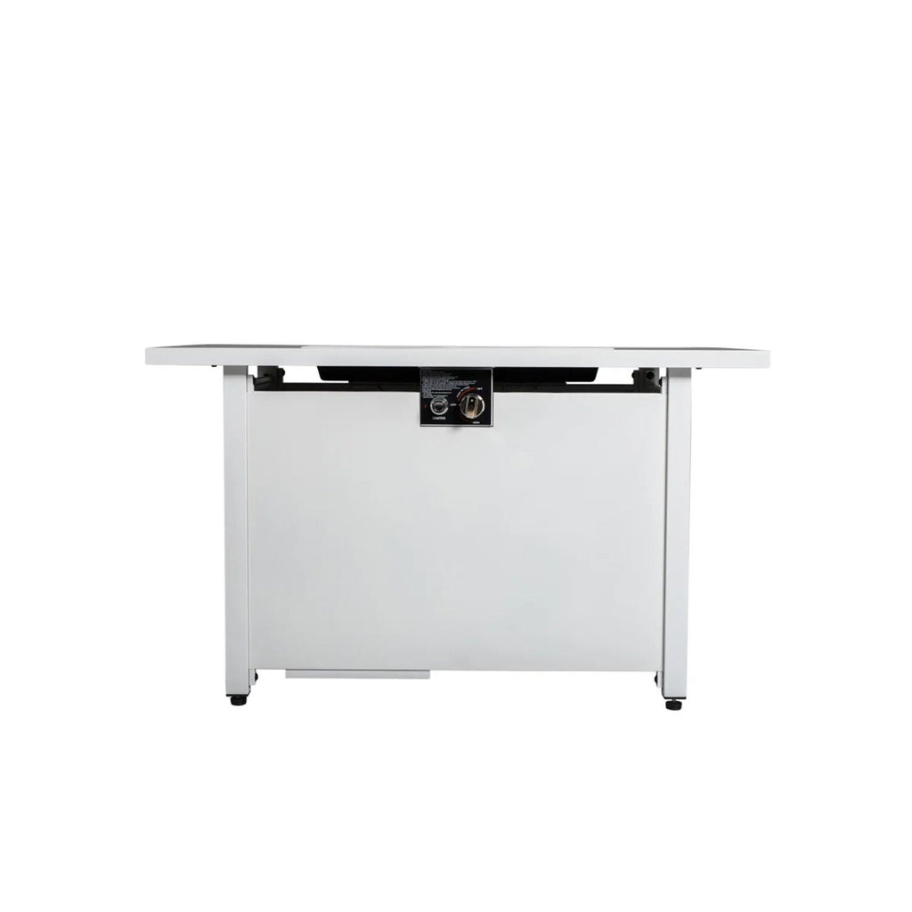Outdoor 43" Rectangular Fire Pit Table with Adjustable Flame Control - White