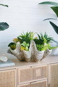 Silver Decorative Shell Bowl with Coastal Shell Design - Silver