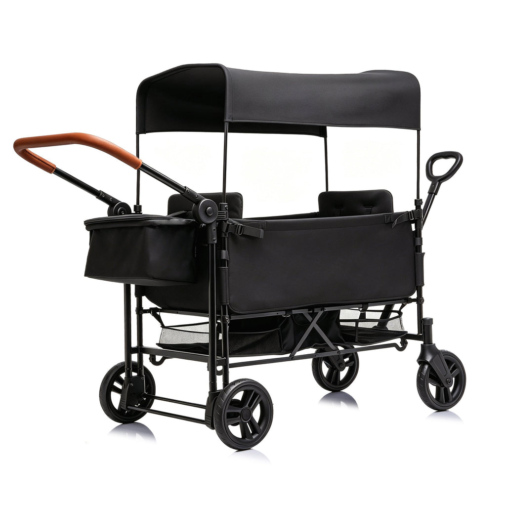 Wagon Stroller for 2 Kids with Adjustable Canopy and All-Terrain Wheels