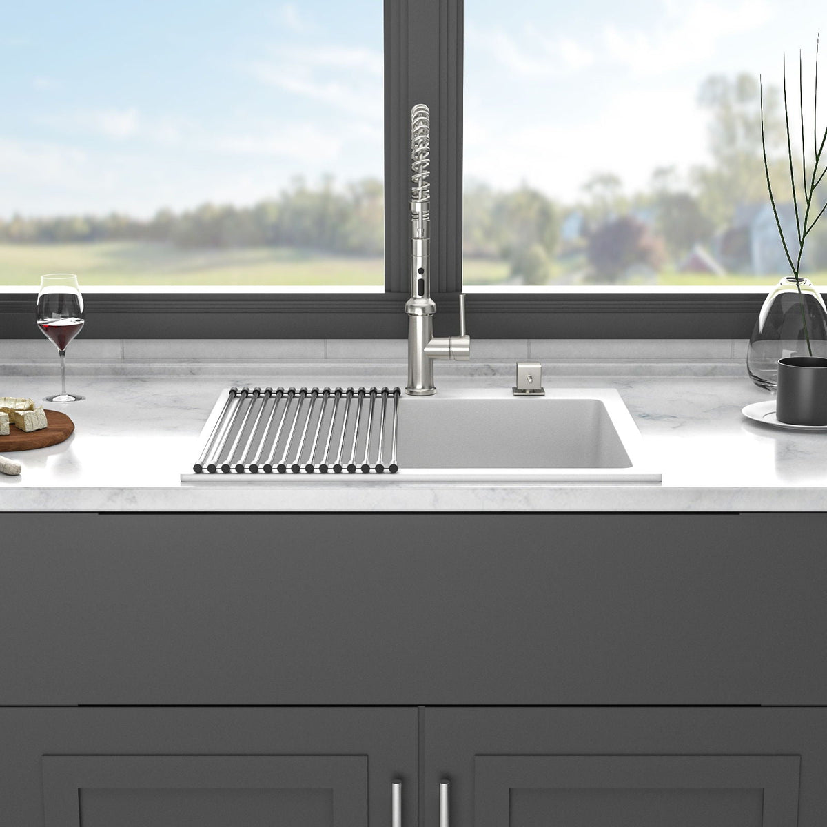 Quartz Kitchen Sink with Durable Design - Black or White