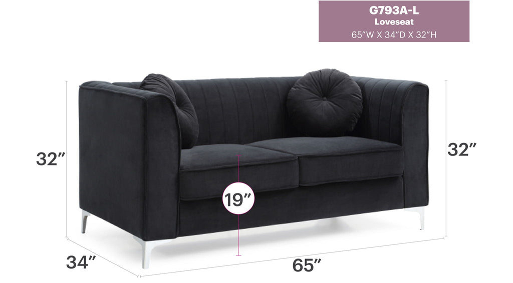 Glam Styled Micro Suede Loveseat