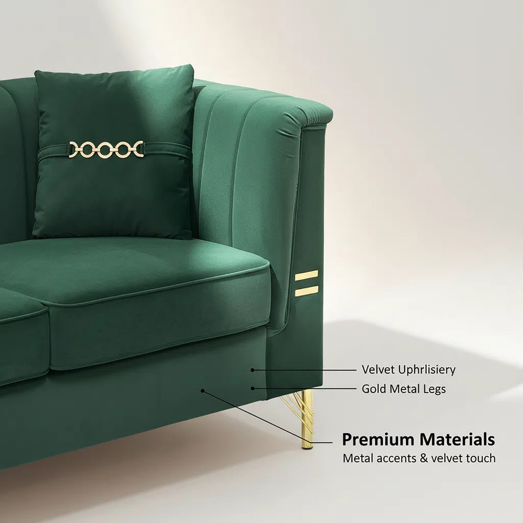 Velvet Sofa with Durable Construction - Gray