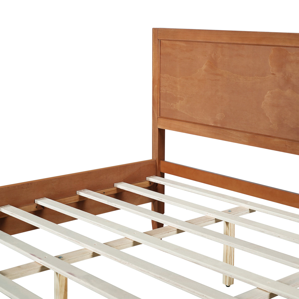 King Size Wood Platform Bed Frame with Classic Headboard - Brown or Natural